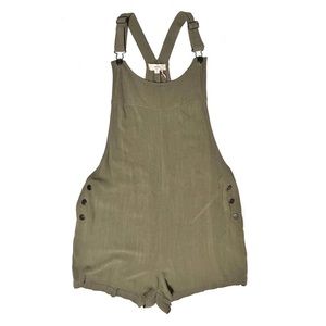 Entro Linen Shorts Overall Romper • Army Green • Large